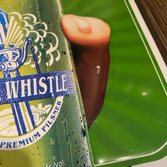 Vintage 3D Embossed Steam Whistle Pilsner Tin Advertising Sign - Picture 3 of 5